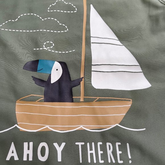 NWt 18m carters 2p ships penguin rash guard swim suit bathing sail boat nautical - Picture 4 of 8